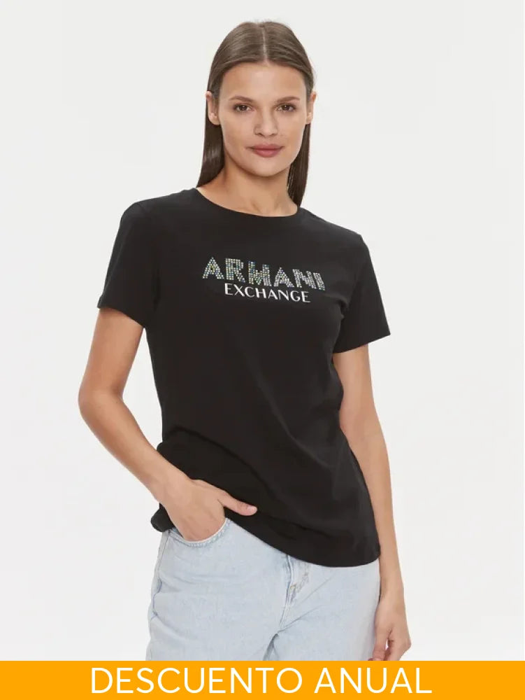 T-Shirt Women Black Armani Exchange Camiseta
