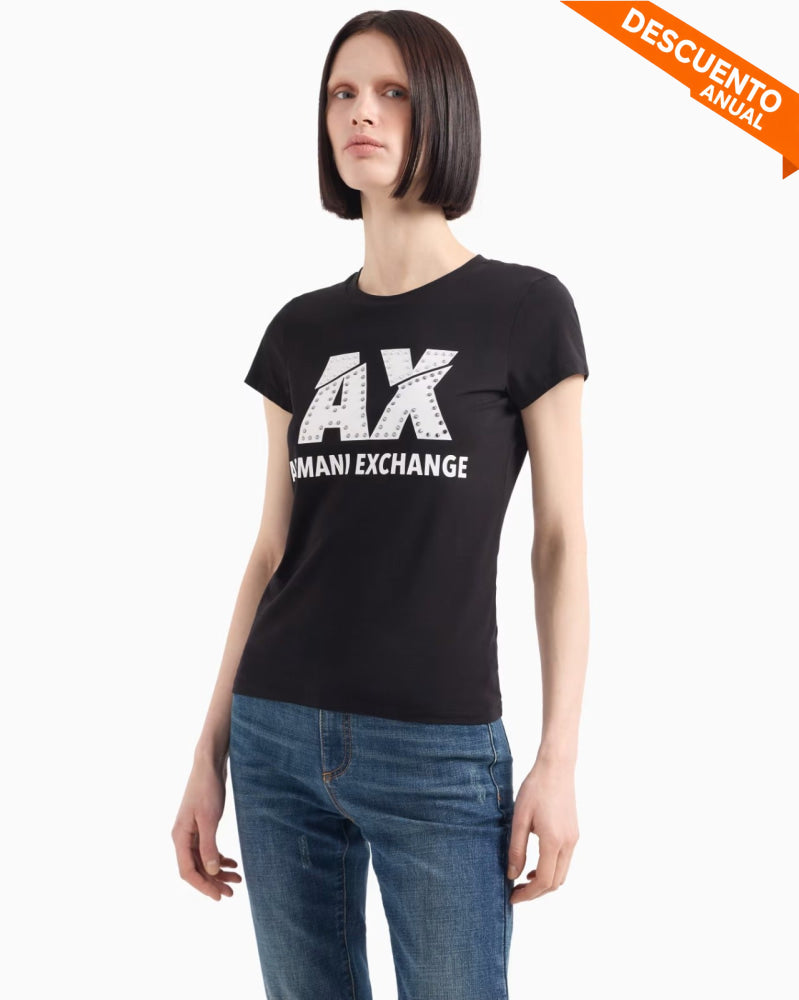 T-Shirt Women Black Armani Exchange Camiseta