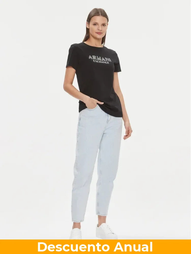 T-Shirt Women Black Armani Exchange Camiseta