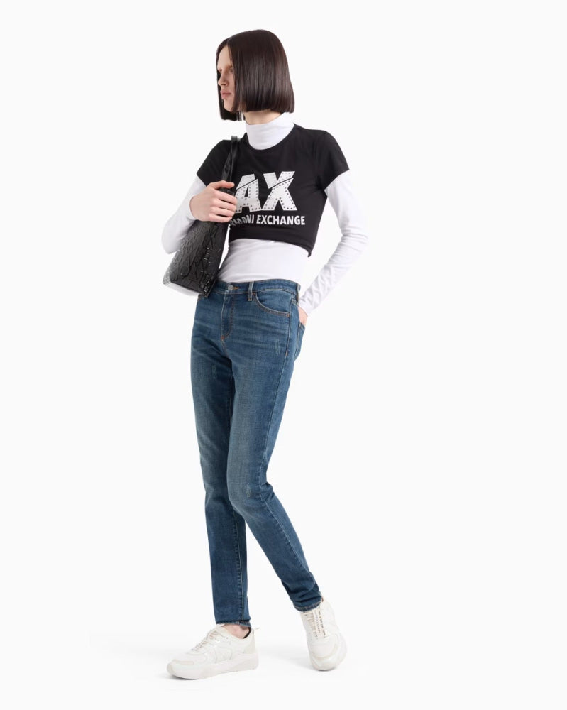 T-Shirt Women Black Armani Exchange Camiseta