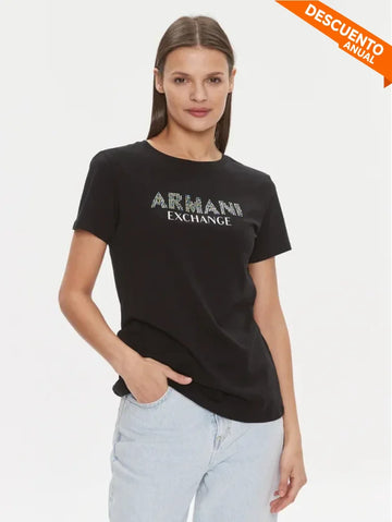 T-Shirt Women Black Armani Exchange Camiseta