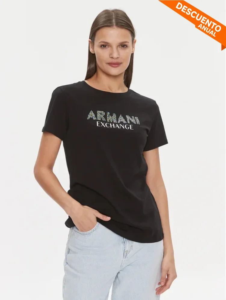 T-Shirt Women Black Armani Exchange Camiseta