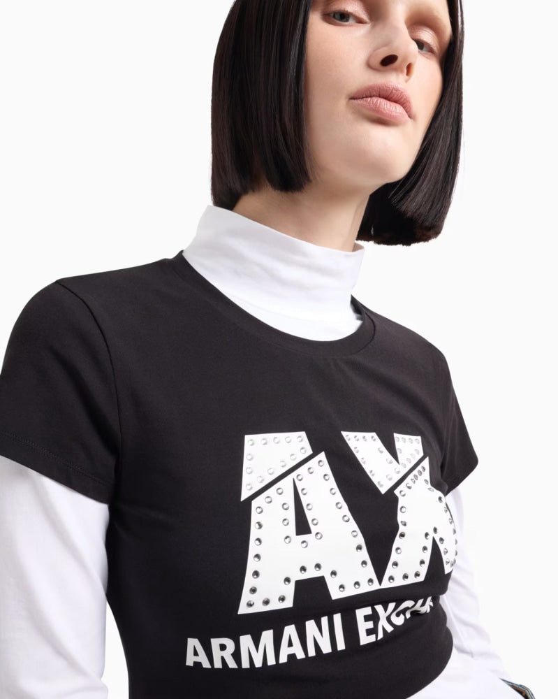 T-Shirt Women Black Armani Exchange Camiseta