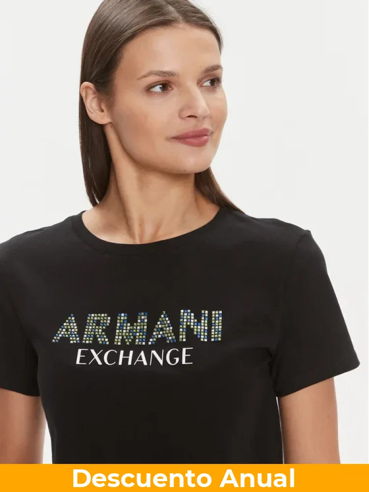 T-Shirt Women Black Armani Exchange Camiseta