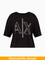 T-Shirt Women Black Armani Exchange L Camiseta