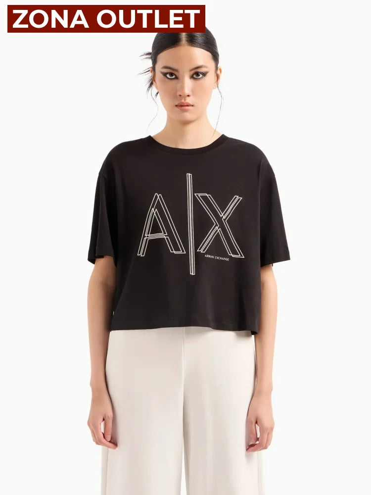 T-Shirt Women Black Armani Exchange L Camiseta