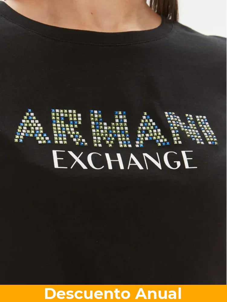 T-Shirt Women Black Armani Exchange Camiseta