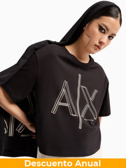 T-Shirt Women Black Armani Exchange L Camiseta