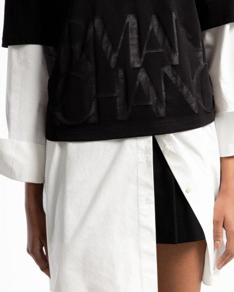 T-Shirt Women Black Armani Exchange Camiseta