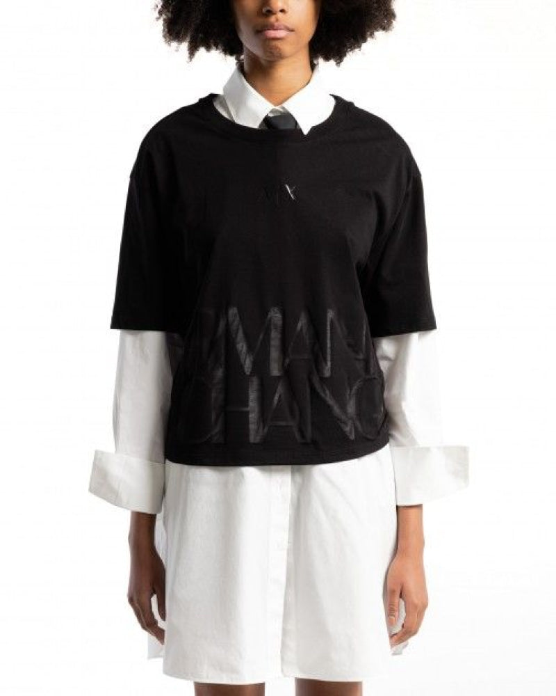 T-Shirt Women Black Armani Exchange Camiseta