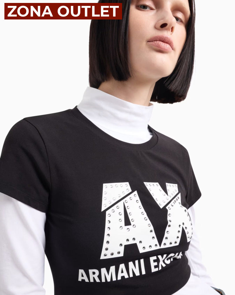 T-Shirt Women Black Armani Exchange Camiseta