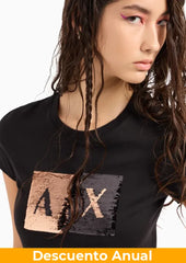 T-Shirt Women Black Armani Exchange Camiseta