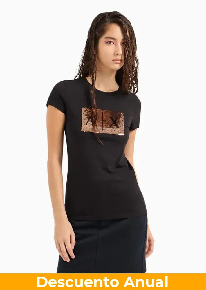 T-Shirt Women Black Armani Exchange Camiseta