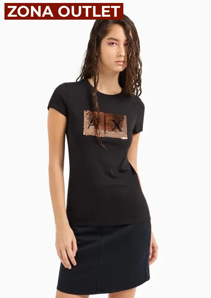 T-Shirt Women Black Armani Exchange Camiseta