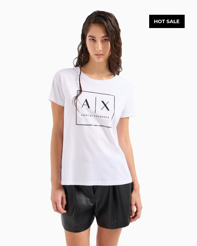 T-Shirt Women White Armani Exchange Camiseta