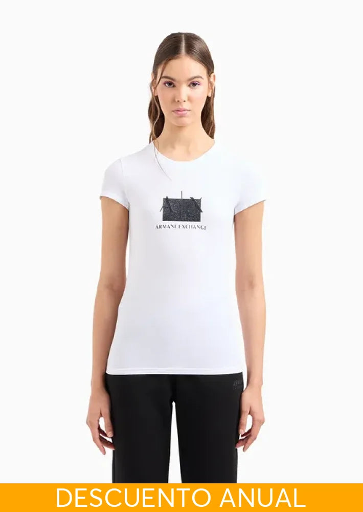 T-Shirt Women White Armani Exchange L Camiseta