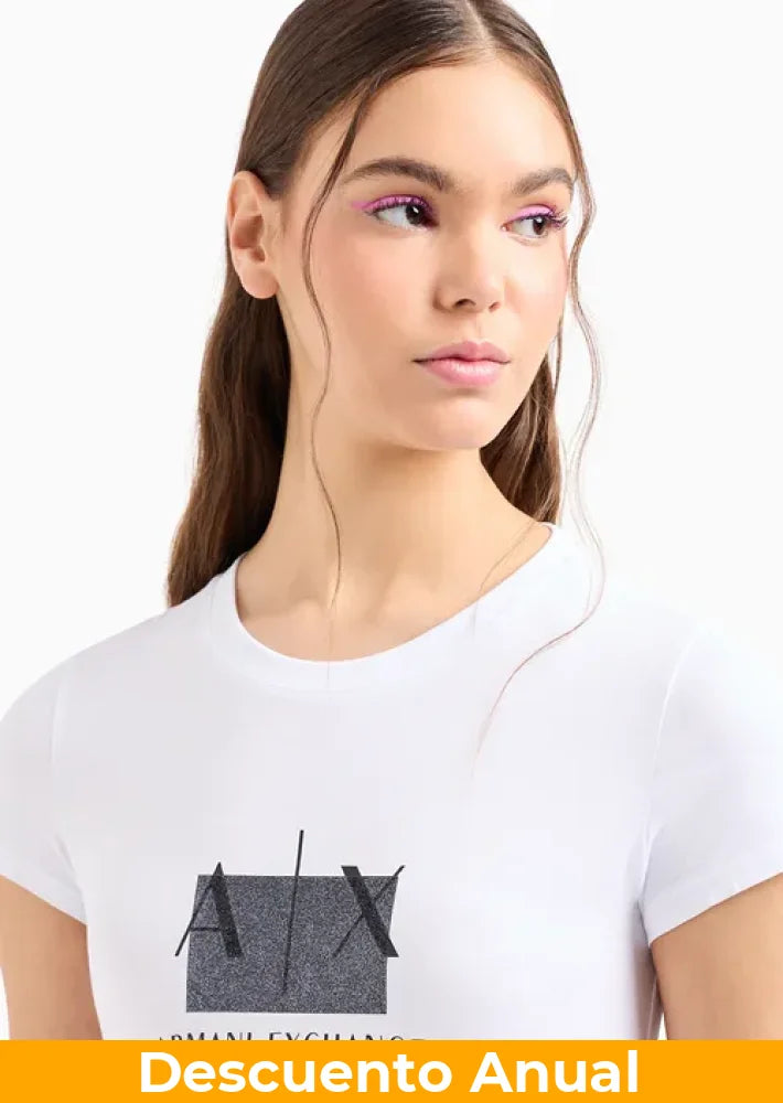 T-Shirt Women White Armani Exchange L Camiseta
