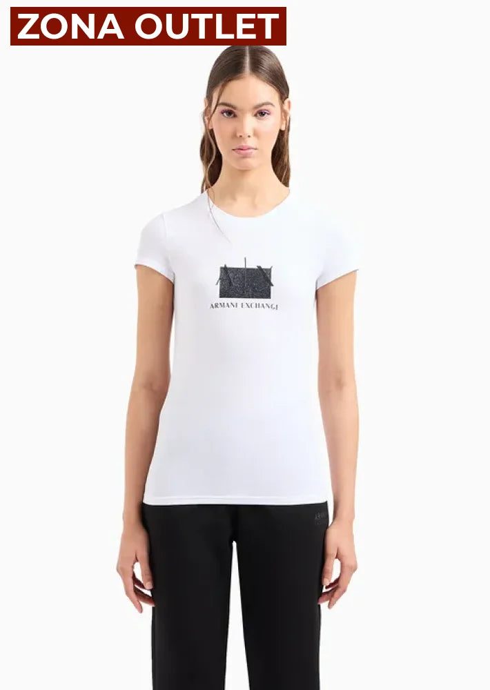 T-Shirt Women White Armani Exchange L Camiseta