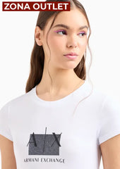 T-Shirt Women White Armani Exchange L Camiseta
