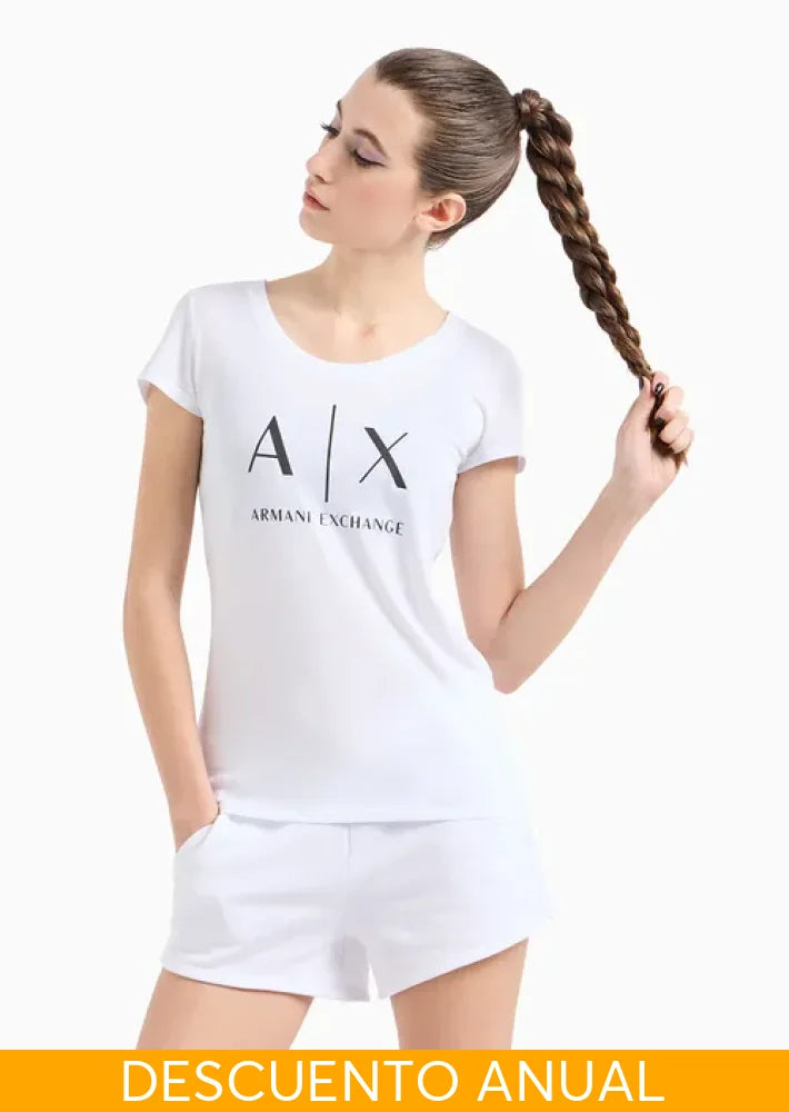 T-Shirt Women White Armani Exchange Camiseta