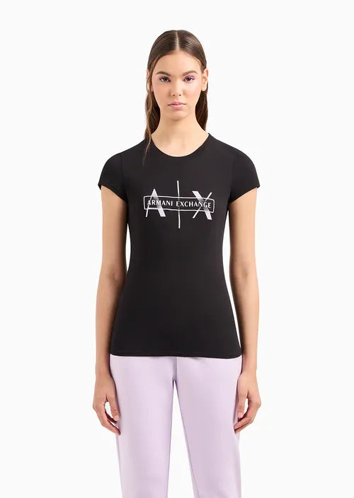 T-Shirt Women Black Armani Exchange Camiseta