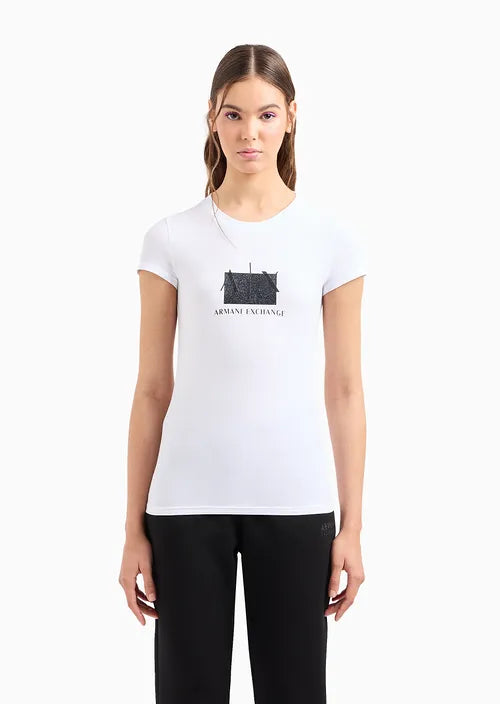 T-Shirt Women White Armani Exchange L Camiseta