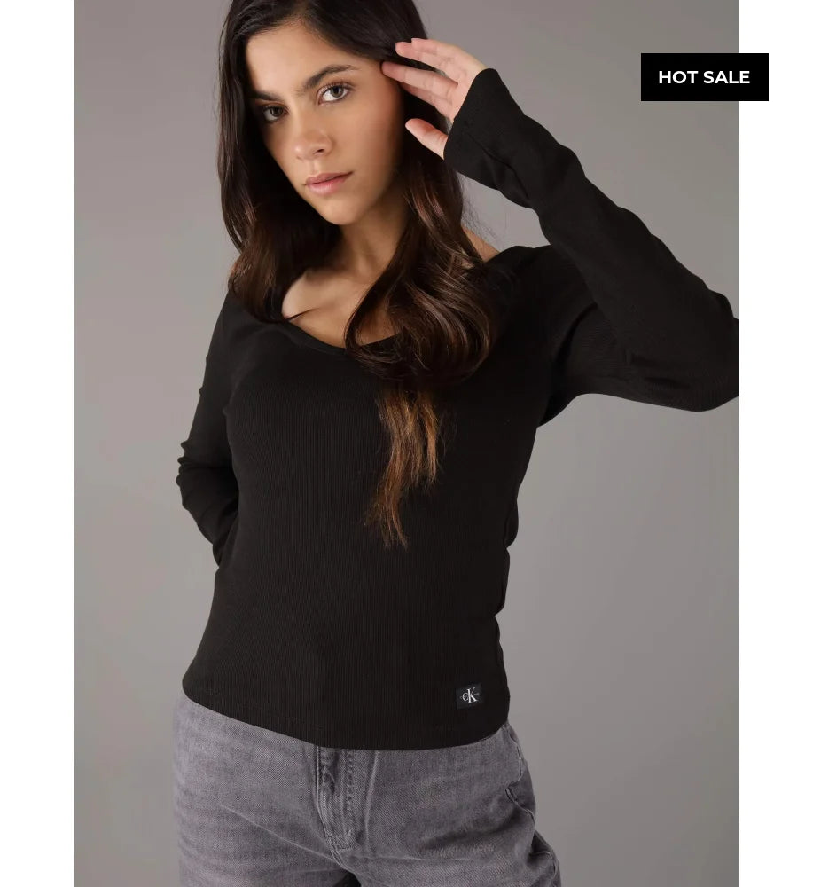 Woven T-Shirt Calvin Klein Women Black Camiseta