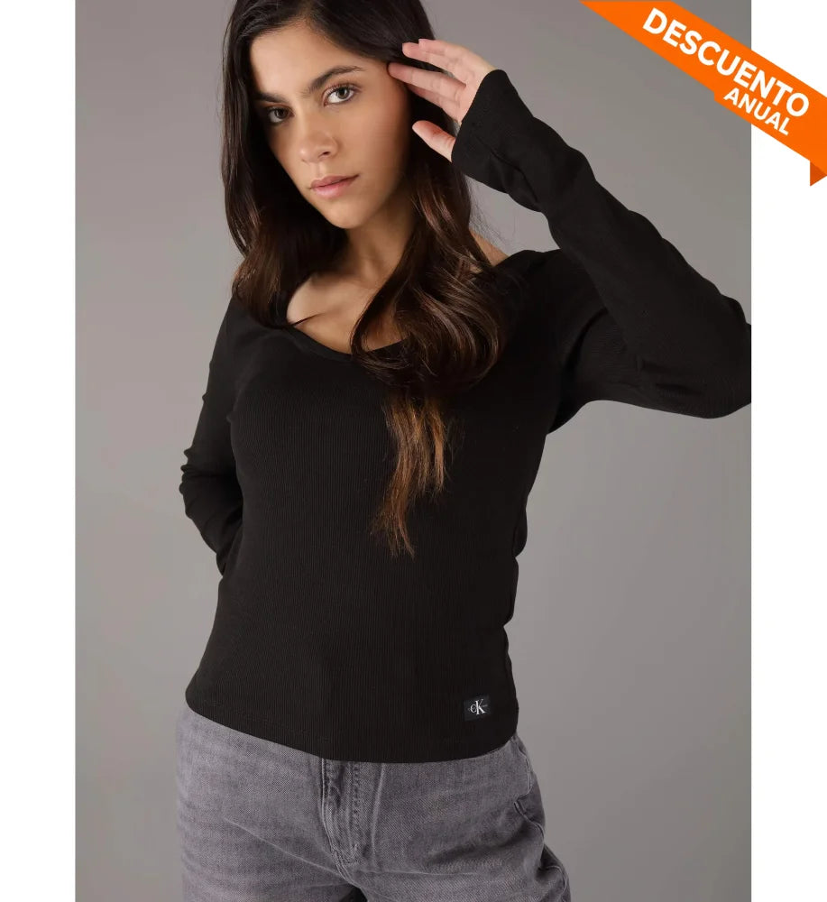 Woven T-Shirt Calvin Klein Women Black Camiseta