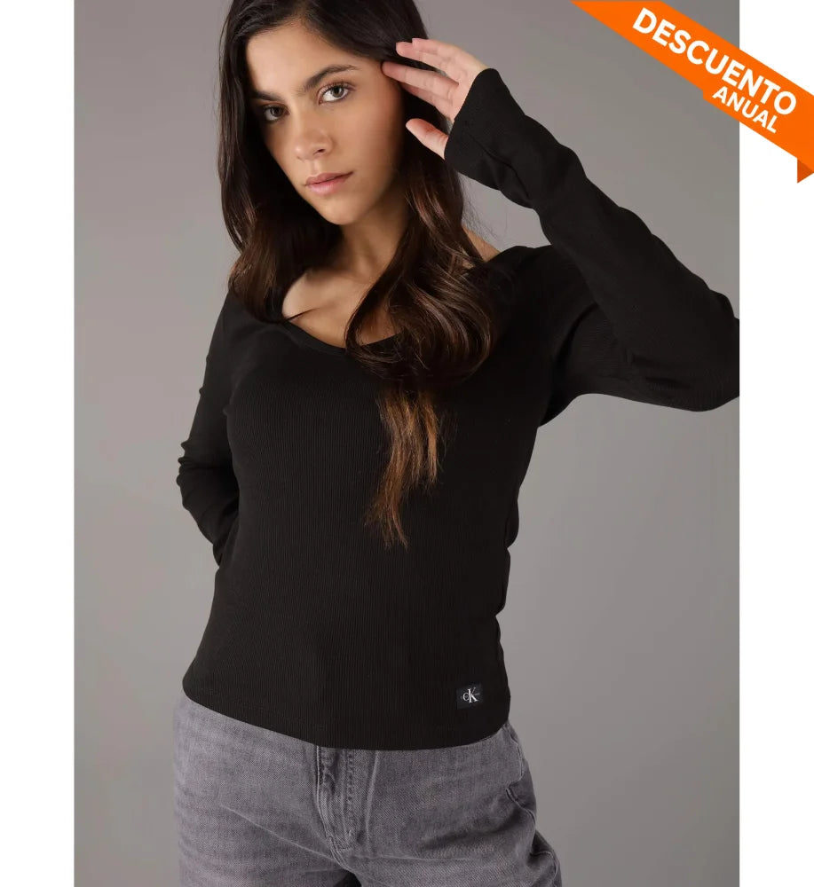 Woven T-Shirt Calvin Klein Women Black Camiseta